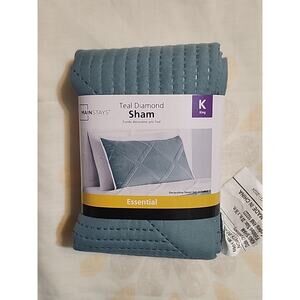 Mainstays Teal Diamond Sham Single Essential King Quilted Textured